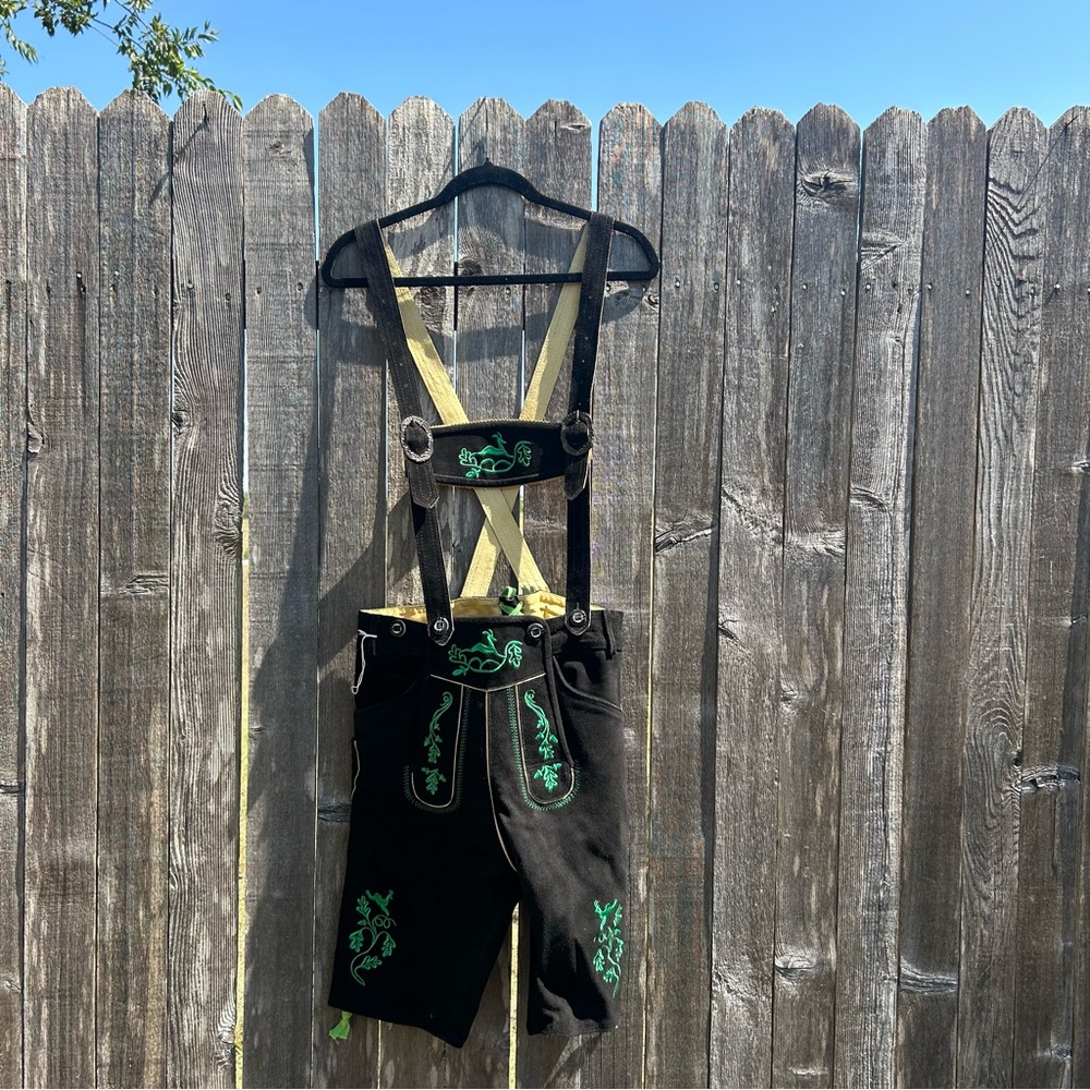 NEW Men’s Black Bavarian OctoberFest Lederhosens Size 36